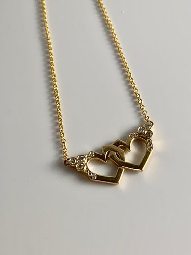 Small Interlocking Hearts and Diamonds Necklace